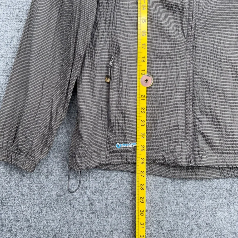 Sevlae Hooded Windbreaker Jacket Gray Grid Full Zip Lightweight